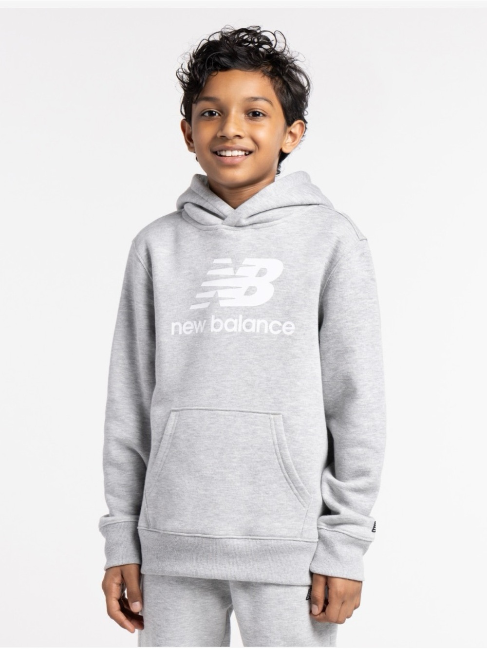 New Balance Kids Light Gray Hoodie with White Logo